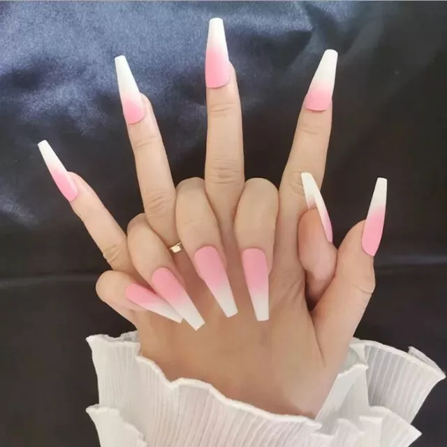 Scharnier Mineraalwater Scheur Matte Ombre Long Coffin Ballerina Nude Pink white Fake False Press On Nails | eBay Scharnier Mineraalwater Scheur Matte Ombre Long Coffin Ballerina Nude Pink white Fake False Press On Nails | eBay