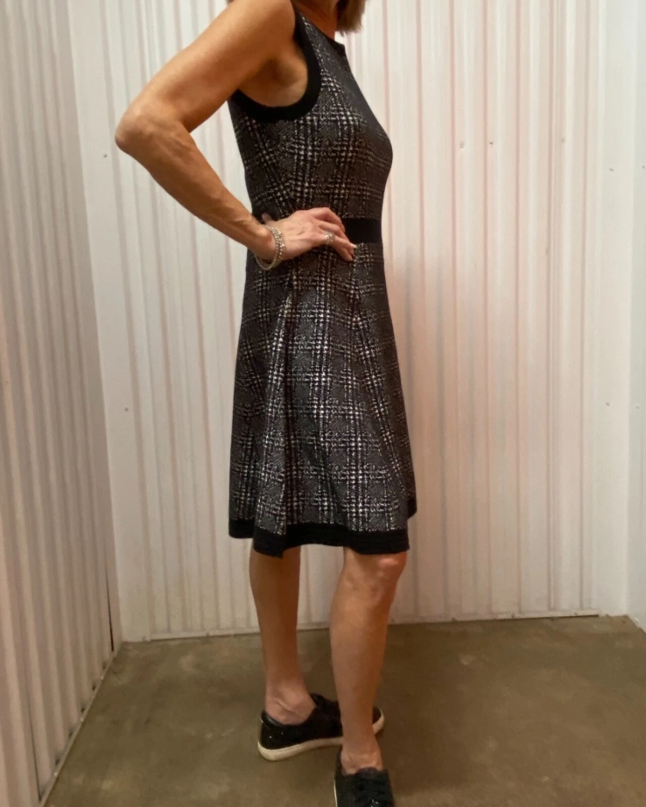 Abito completo KATE SPADE nero bianco maglia slvles skater mod west nuovo sm SC091