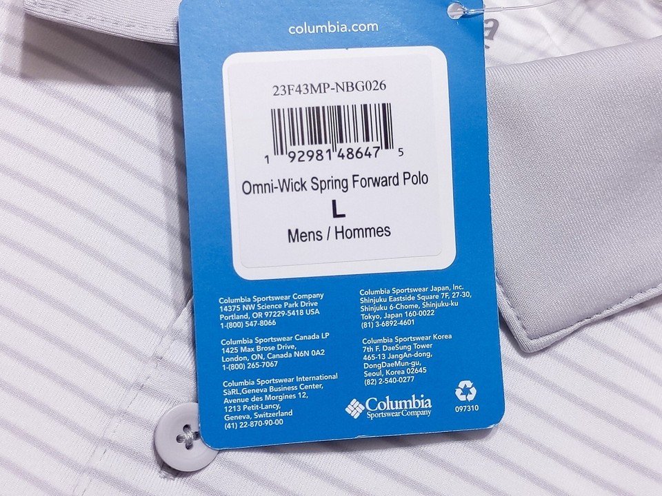 COLUMBIA Golf Omni-Wick Spring Forward Polo Shirt 23F43MP Gray Str ...