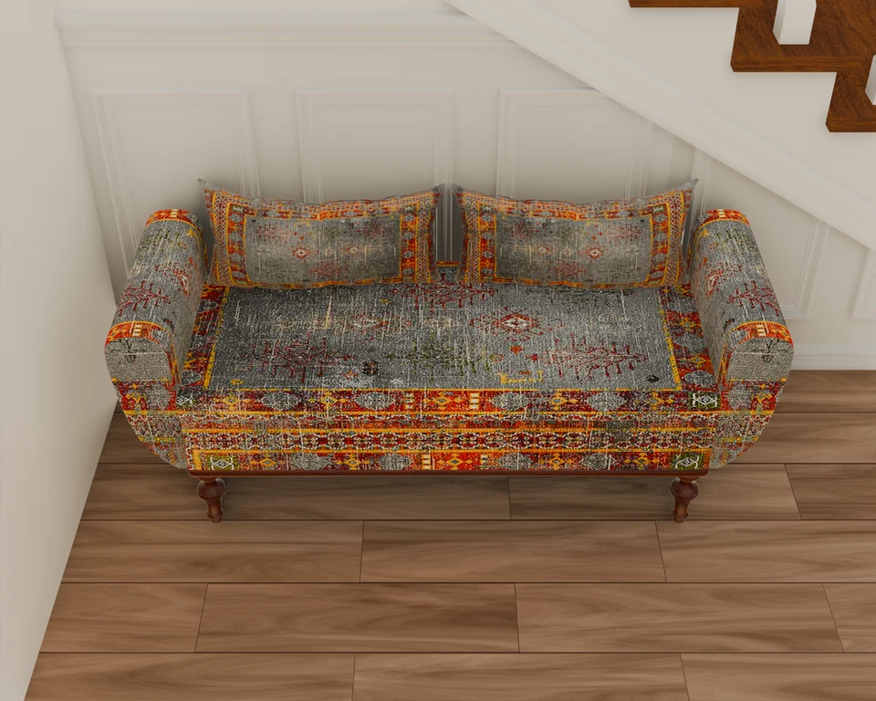 Blue Entrance Hall Nook Bench Space Saver Ottoman Storage Bench with Arms - Image 3 of 4