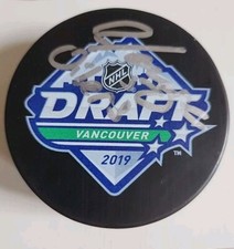 Raphael Lavoie Signed 2019 NHL Draft Puck Edmonton Oilers Autographed COA