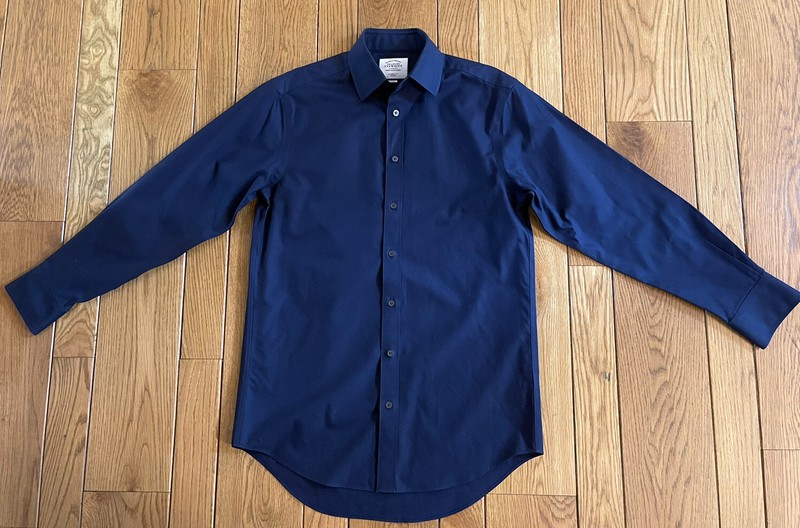 Charles Tyrwhitt  15/33 Navy Blue Classic Fit Spread Collar Dress Shirt Non Iron