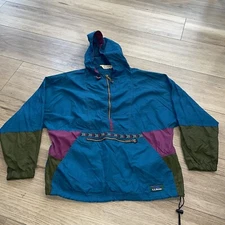 VTG 90s L.L. Bean 3-Tone Camping Packable Pullover Hoodie Anorak Jacket M 👀 📏