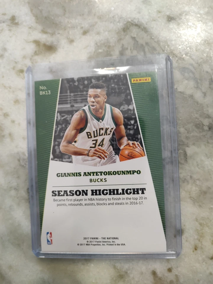 2017 Panini /25 The National #BK13 Season Highlight Giannis Antetokounmpo Silver - Image 2 of 2