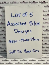 Rare Brooks Brothers *Lot Of 5* Assorted Blue Self Tie Bow Ties(New-minor flaws)