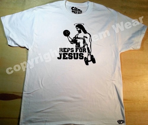 bodybuilding mens gym fitness REPS FOR JESUS T SHIRT Special Edition muscle tee - Picture 10 of 33