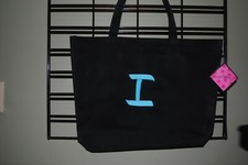 Black Weekender Tote with Blue Initial "I"