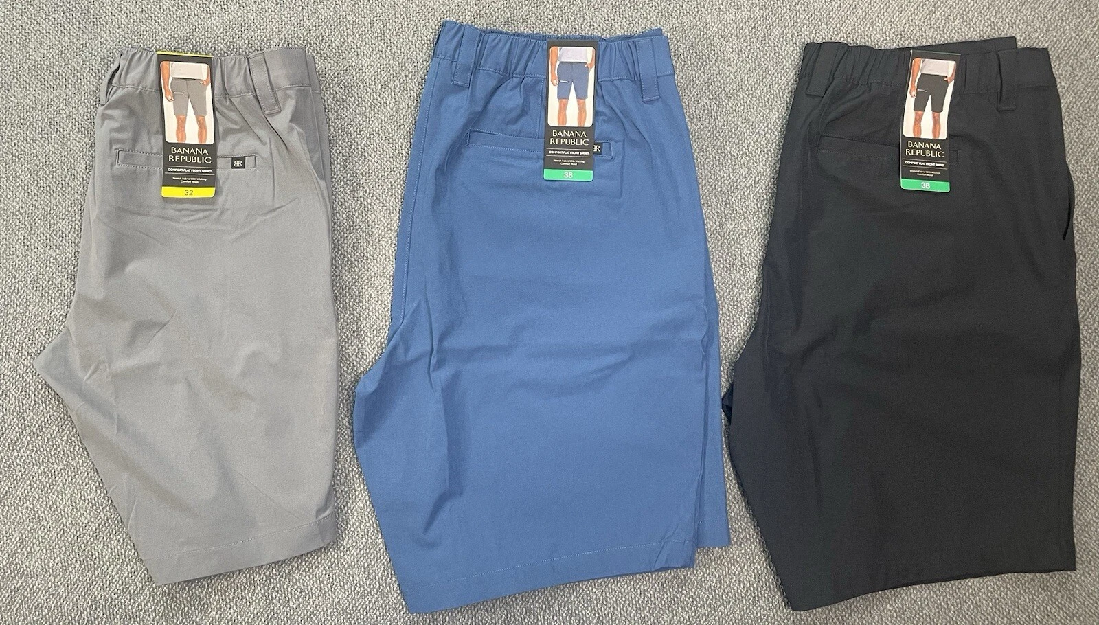 Banana Republic Men's Comfort Flat Front Short Blue Black Gray NWT