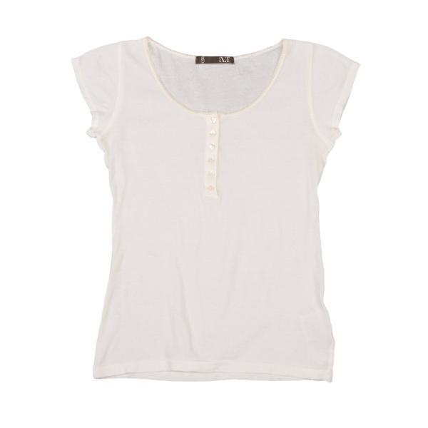 A.T ATSURO TAYAMA Lace Trim Henry Neck T Shirt Size XS-S(K-150783)