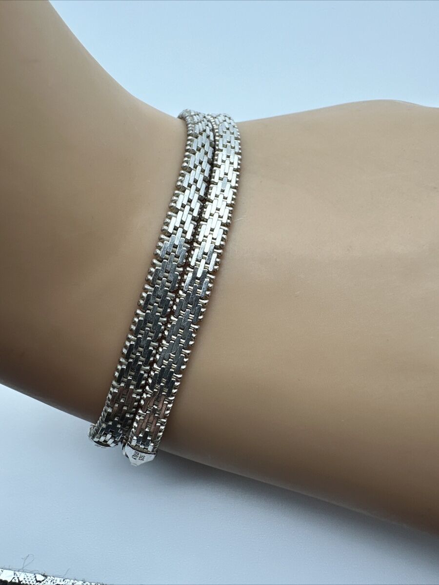Vintage FAS 925 Silver Italy Fancy Woven Diamond Cut Vintage FAS 925 Silver Italy Fancy Woven Diamond Cut