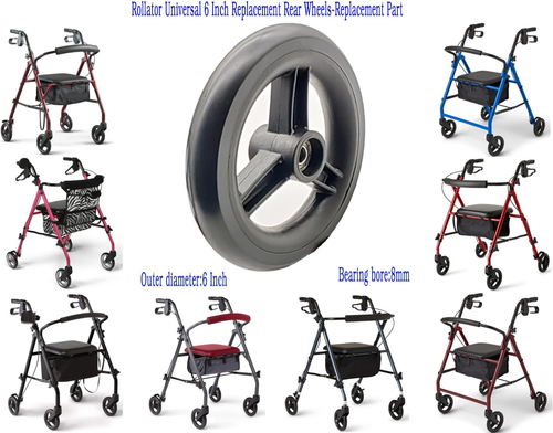 Rollator Walker Replacement 6 Inch Rear Wheel,Rollator Rear Wheel Assembly,6 Inc - Picture 3 of 12