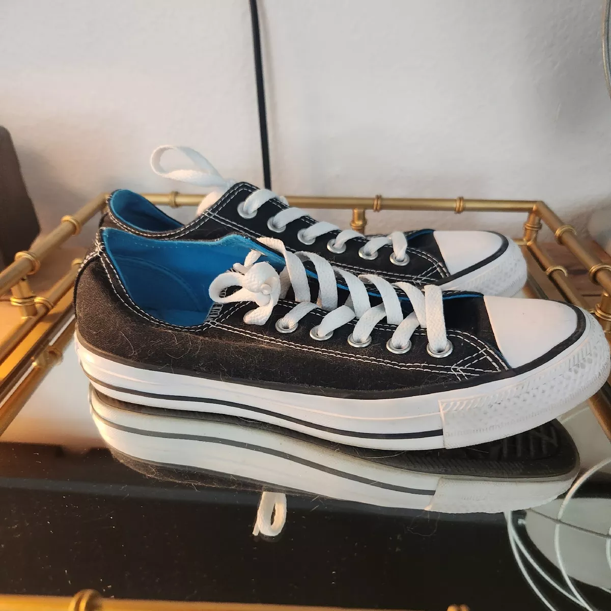 Black and 2024 blue converse