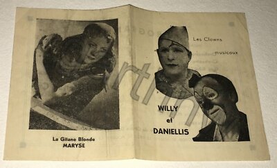 CIRQUE DANIELLIS ca 1930s CIRCUS PROGRAM  CLOWNS WILLY & LA GITANE BLONDE MARYSE