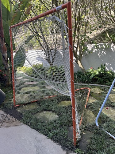 Steel Orange Lacrosse Goal 6x6 ft with White Knotted Nylon Net for Outdoor