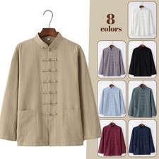 Men's Chinese Tang Coat Kung Fu Tai Chi Jacket Cotton Blends Uniform Traditional
