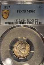 1897 Barber Dime, PCGS MS62
