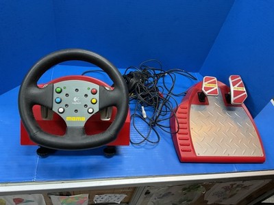 momo logitech racing wheel and pedals red and black