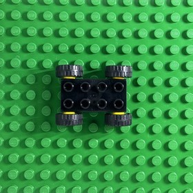 Lego Duplo Car Base 2X4 Black Yellow wheels 10805 10842 10823 10813 10835 10907