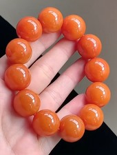 Grade A Icy Yellow Jadeite Jade 17.3mm Bead Beads Bracelet Bangle 1201