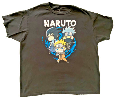 2007 Vintage Chibi Style Naruto Anime Black Shirt Size XL