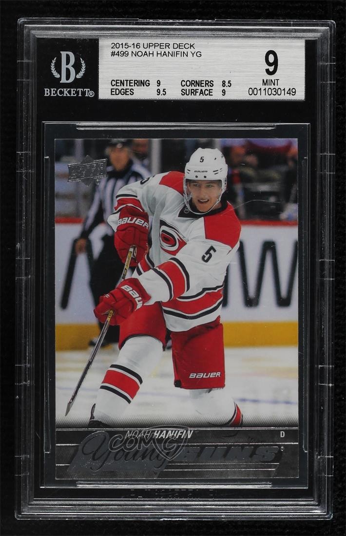 2015-16 Upper Deck Young Guns Noah Hanifin #499 BGS 9 MINT 8tn