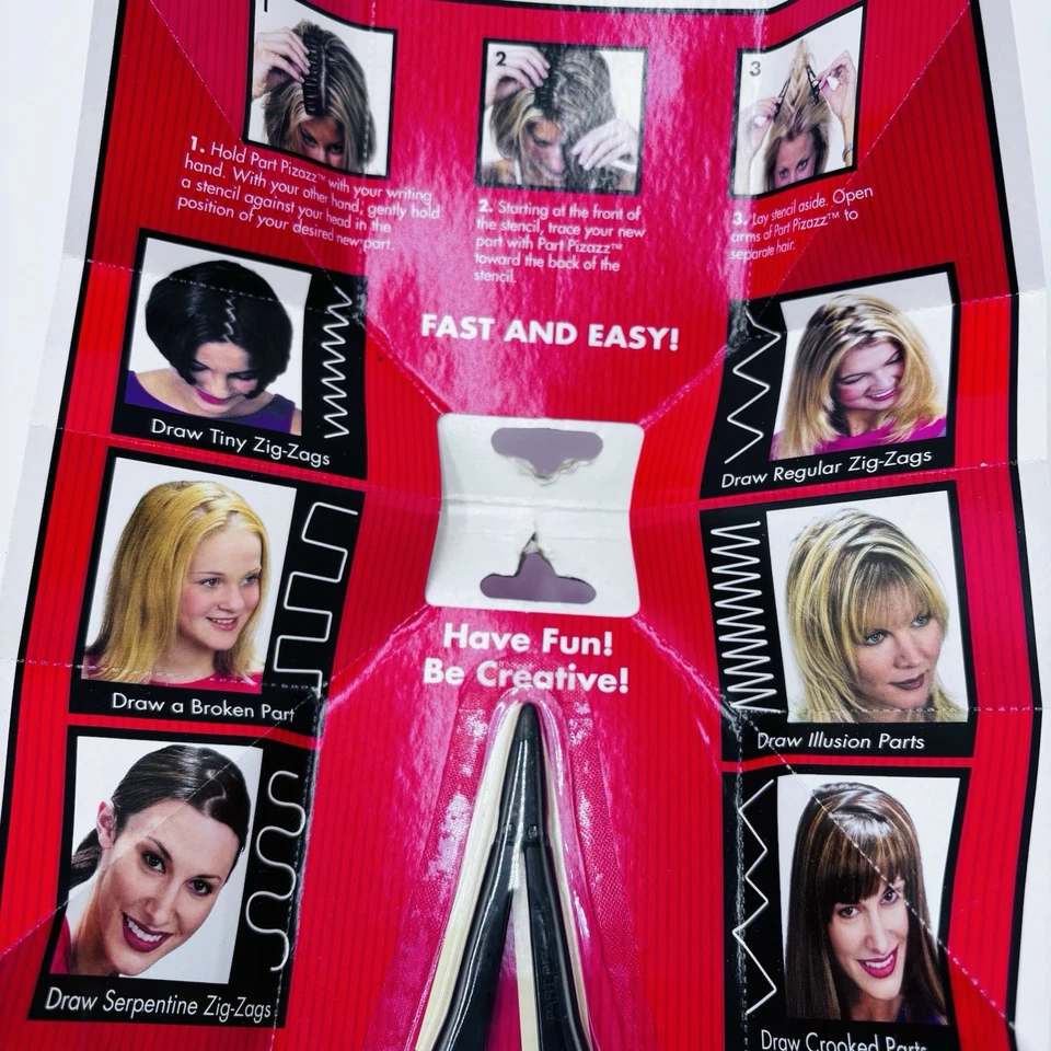 Part Pizazz Hairagami Zig Zag Part Kit Design 6 Stencils w. Video Vtg Y2K 2001 - Image 4 of 4