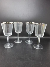 Solitaire by Lenox - Set Of 4 Vintage Platinum Trimmed Wine Glasses Vintage