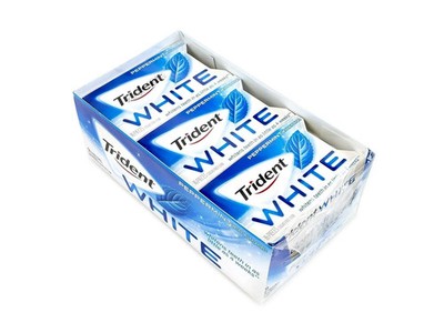 Trident Dual Pack Gum, White Peppermint, 16 Pieces, 12 Count-2 BOX