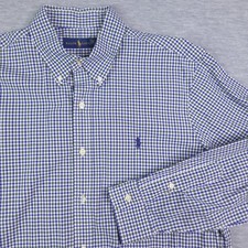 Polo Ralph Lauren Button Down Shirt Mens Large 100 Cotton Blue Green Check