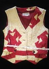 Quilt Country Women's Vintage XS Red/Cream Button Front Quilted V-Neck Vest — photo 1