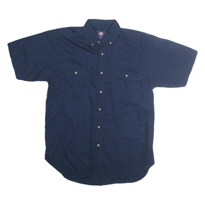 FADED GLORY Herren Hemd Navyblau M Baumwolle Kurzarm Button-Down Casual