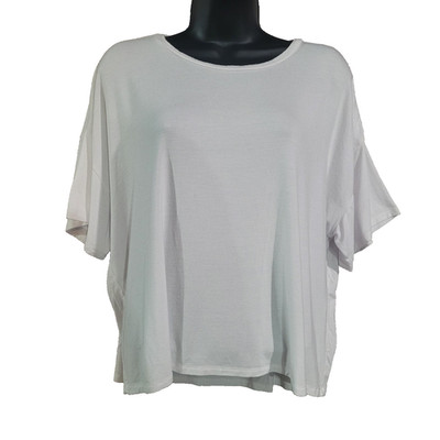 Josie Natori Boxy White T-Shirt Size XL Short Sleeve Capsule Wardrobe Basics