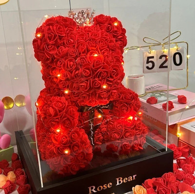 1pcs 25cm Eternal Rose Teddy Bear Artificial Flower Romantic Gift Decor - NEW