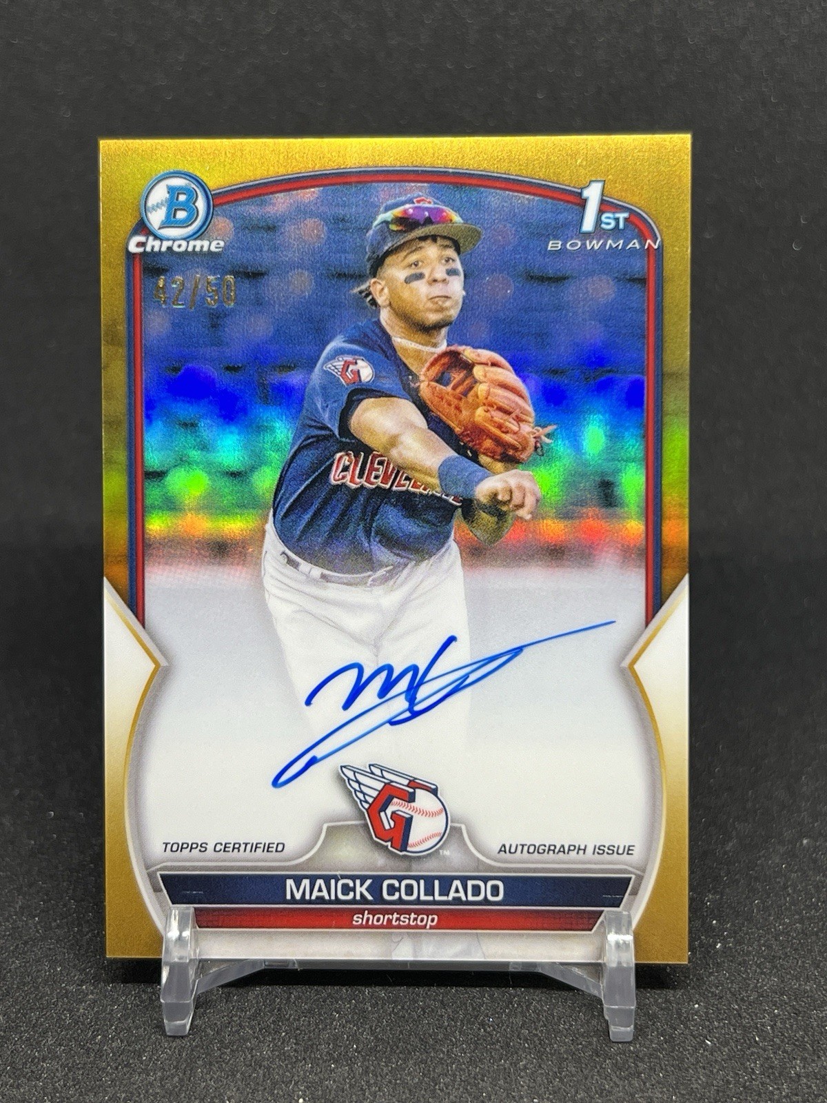 MAICK COLLADO 2023 BOWMAN CHROME 1ST GOLD REFRACTOR AUTO /50