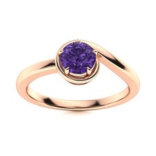 Sterling Silver February Birth Amethyst Gemstone Solitaire New Ring Jewelry