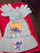 Disney Stitch Blue Knit Beanie Hat w/ Pom Pom Acrylic One Size Girls