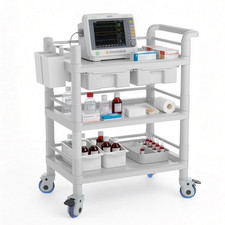 Medical Mobile Trolley Cart for Hospital Dental, 3 Tier 500lbs Rolling Trolley