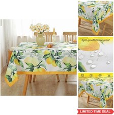 Lemon Tablecloth 52x70 Inch Rectangular Floral Fruit Spillproof Washable