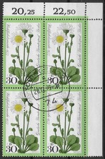 Berlin 1977 o Mi 556 Wohlfahrt 30Pf im Eckrandviererblock Ecke oben rechts 05577