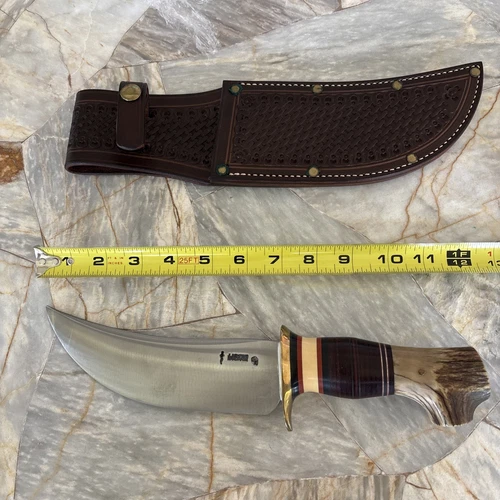 J. Behring Treeman Knife 7” Blade Crotch Stag w/ Mosher Sheath Rare