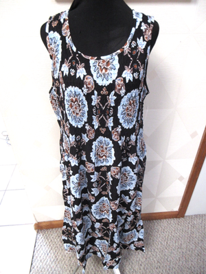 CROFT&BARROW-BLACK/MULTI-FLORAL-SMOCK-SLEEVELESS-POCKET-MIDI DRESS-SIZE-XXL-NEW  | eBay