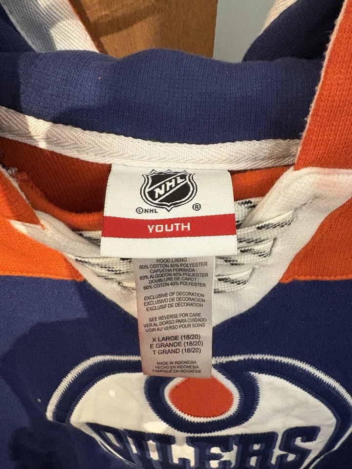 Edmonton Oilers Sweatshirt Youth XL Orange Hoodie Patch Lace Up Sweatshirt - Image 2 of 4