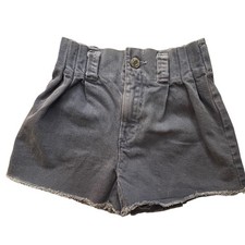 Zara Kids Gray Denim High Waisted Frayed Hem Shorts Size 6