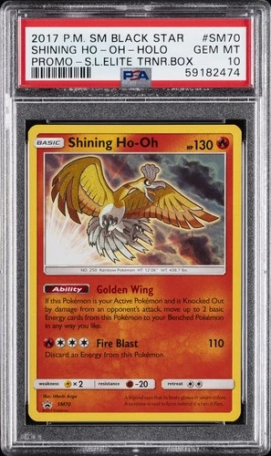 2017 POKEMON SM BLACK STAR PROMO #SM70 SHINING HO-OH-HOLO PSA 10