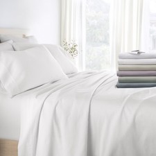 300 Thread Count 100 Cotton 4 Piece Solid Sheet Set Sateen Weave