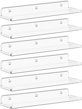 Lifewit Floating Shelves for Wall, 6 Pack 15" Clear Acrylic 15 inches, 