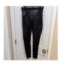 SPANX Moto Faux Leather High Rise Ankle Leggings Black Women's Size L/G