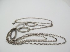 Silpada 925 Sterling Silver Oval Hammered Link Triple Chain Long Necklace N1720