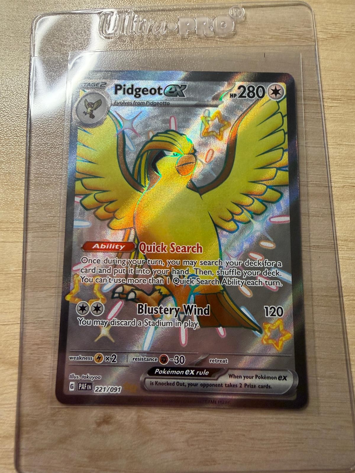 Pidgeot ex 221/091 Shiny Ultra Rare Paldean Fates Pokemon Holo Near Mint
