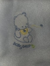 VTG Baby Bear Blue Lovey Security Blanket NuNu Satin Trim and back Star Bib